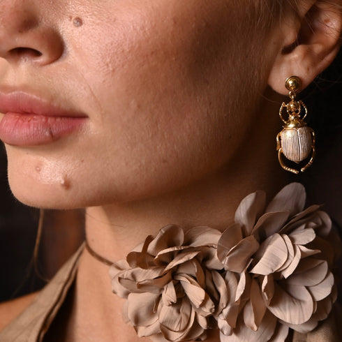 GOLD SCARAB DANGLERS