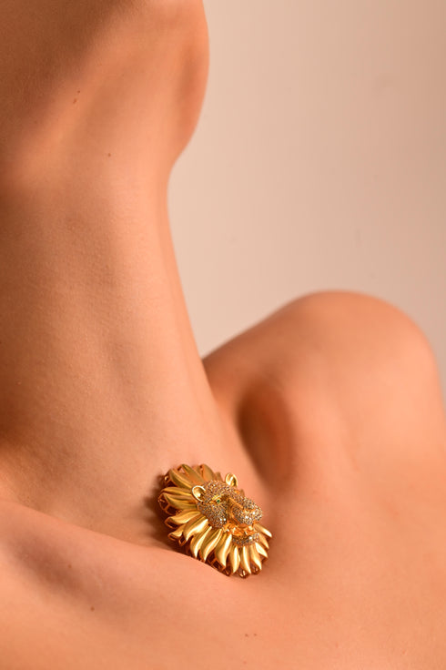 DIAMOND LION BROOCH