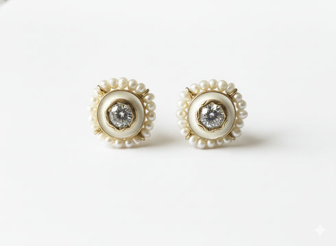 ENAMEL PEARL STUDS