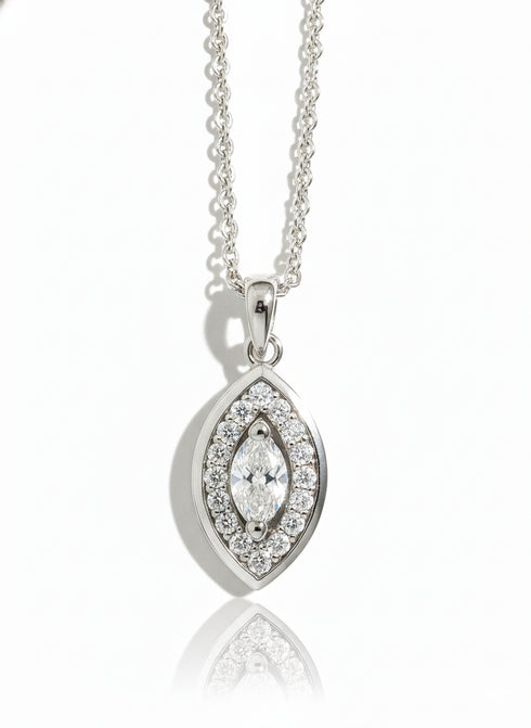 SILVER EVIL EYE PENDANT ON CHAIN