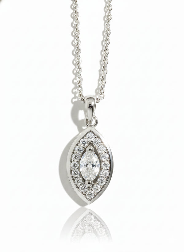 SILVER EVIL EYE PENDANT ON CHAIN
