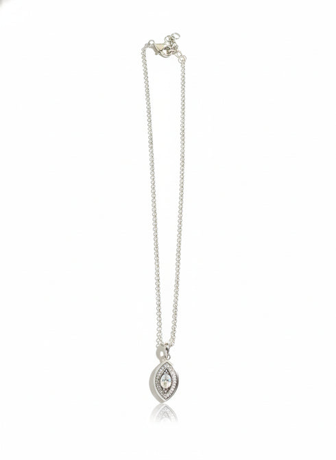 SILVER EVIL EYE PENDANT ON CHAIN