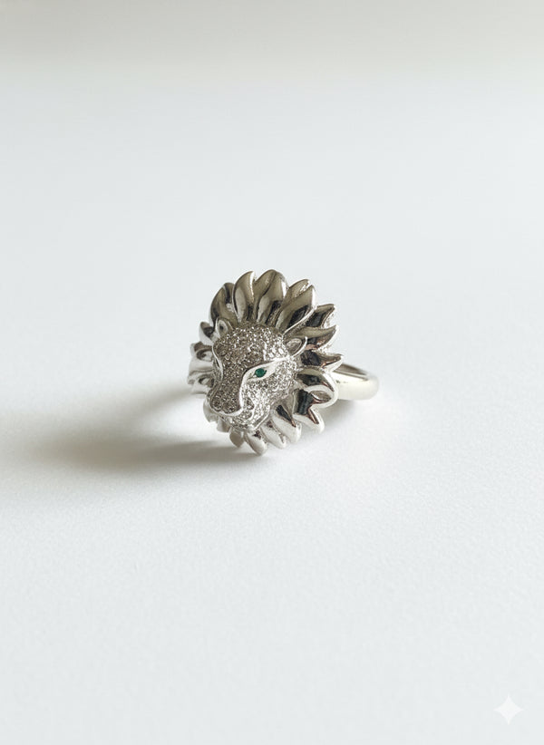 STERLING SILVER LION RING