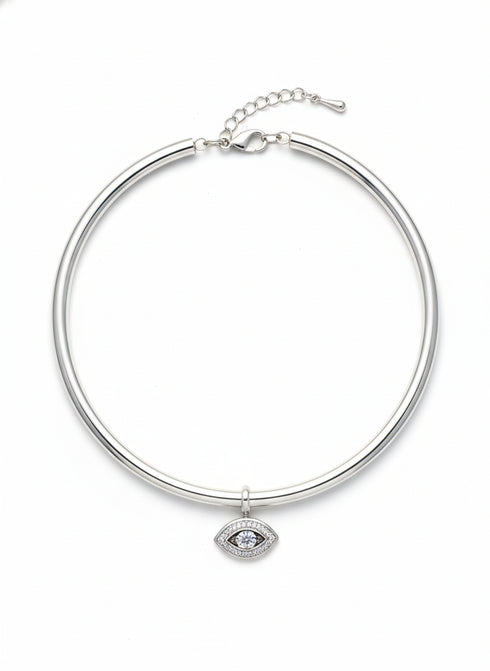 SILVER EVIL EYE TONG CHOKER
