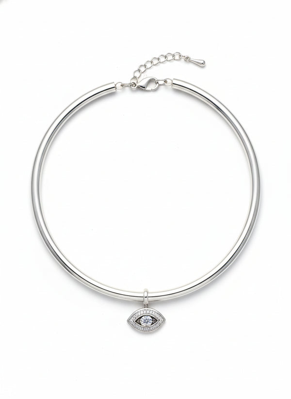 SILVER EVIL EYE TONG CHOKER