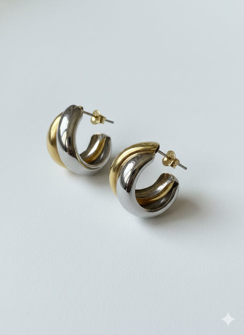 MIXED DOUBLE HOOP EARRINGS