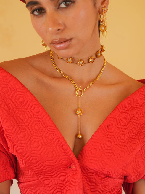 CUBAN CHAIN FLOWER NECKLACE